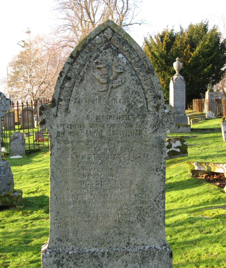 Photo of headstones/Annie MacLennan bn abt 1808 hsdtn Alness churchyard